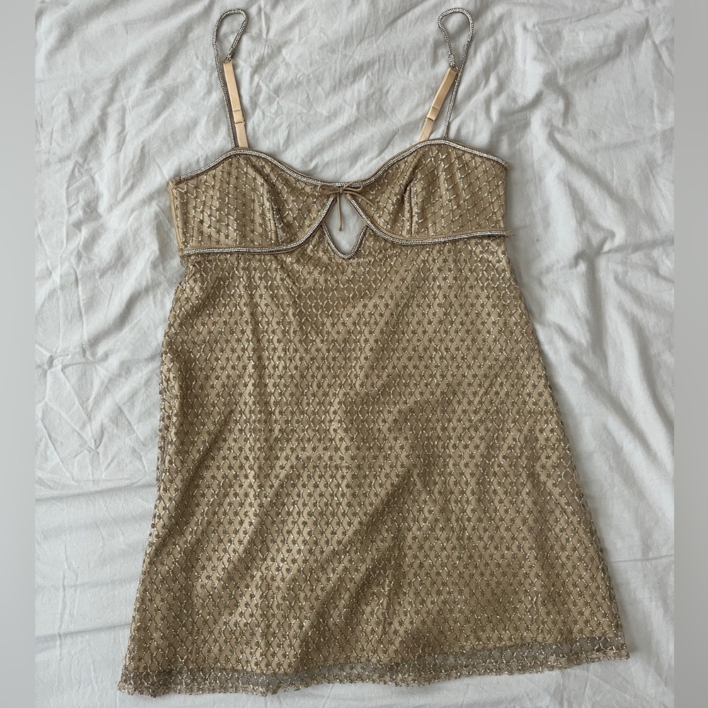 For Love & Lemons Gold Dress